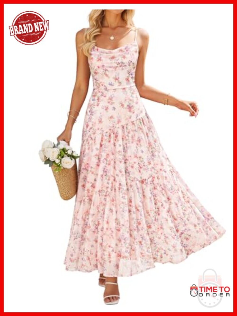 ZESICA Women's Mesh Floral Maxi Dress Sleeveless Wedding Guest